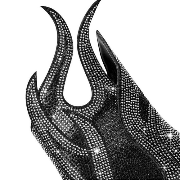 Glamorous Rhinestone Black Western Boots - Picture 4 of 12